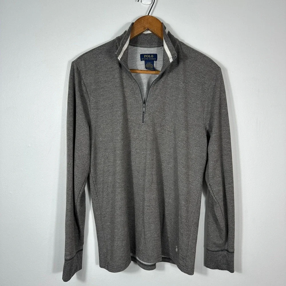 Polo Ralph Lauren Quarter Zip Pullover Mens Small Gray Heathered Knit
